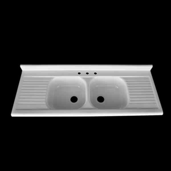 Double Bowl Double Drainboard Sink Model DBDW6625 NBI Drainboard Sinks
