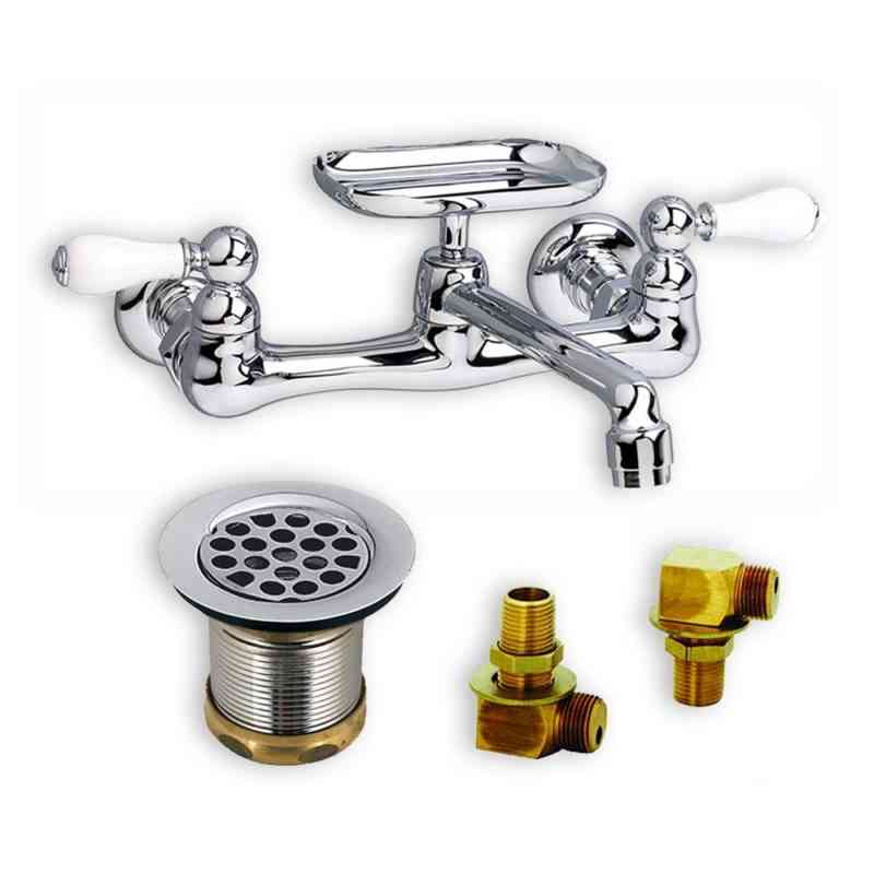 CHROME Faucet, Drain, & Faucet Installation Fittings Bundle For