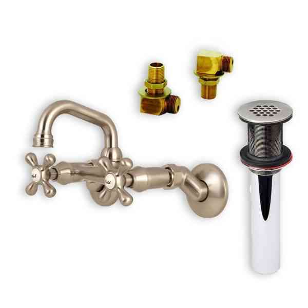 BRUSHED NICKEL Faucet, Drain, & Faucet Installation Fittings Bundle