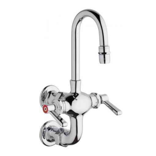 Chicago Faucets 225261E33XKABCP Hot and Cold Water Mixing Sink Faucet NBI Drainboard Sinks